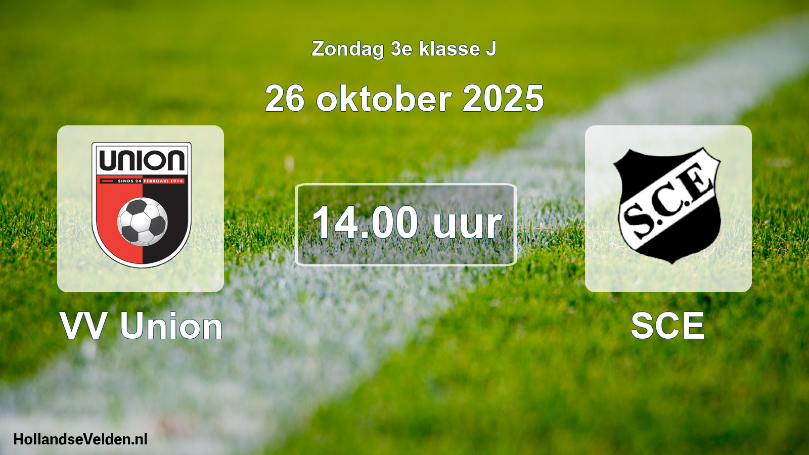Geplande wedstrijd: VV Union - SCE (26 oktober 2025)