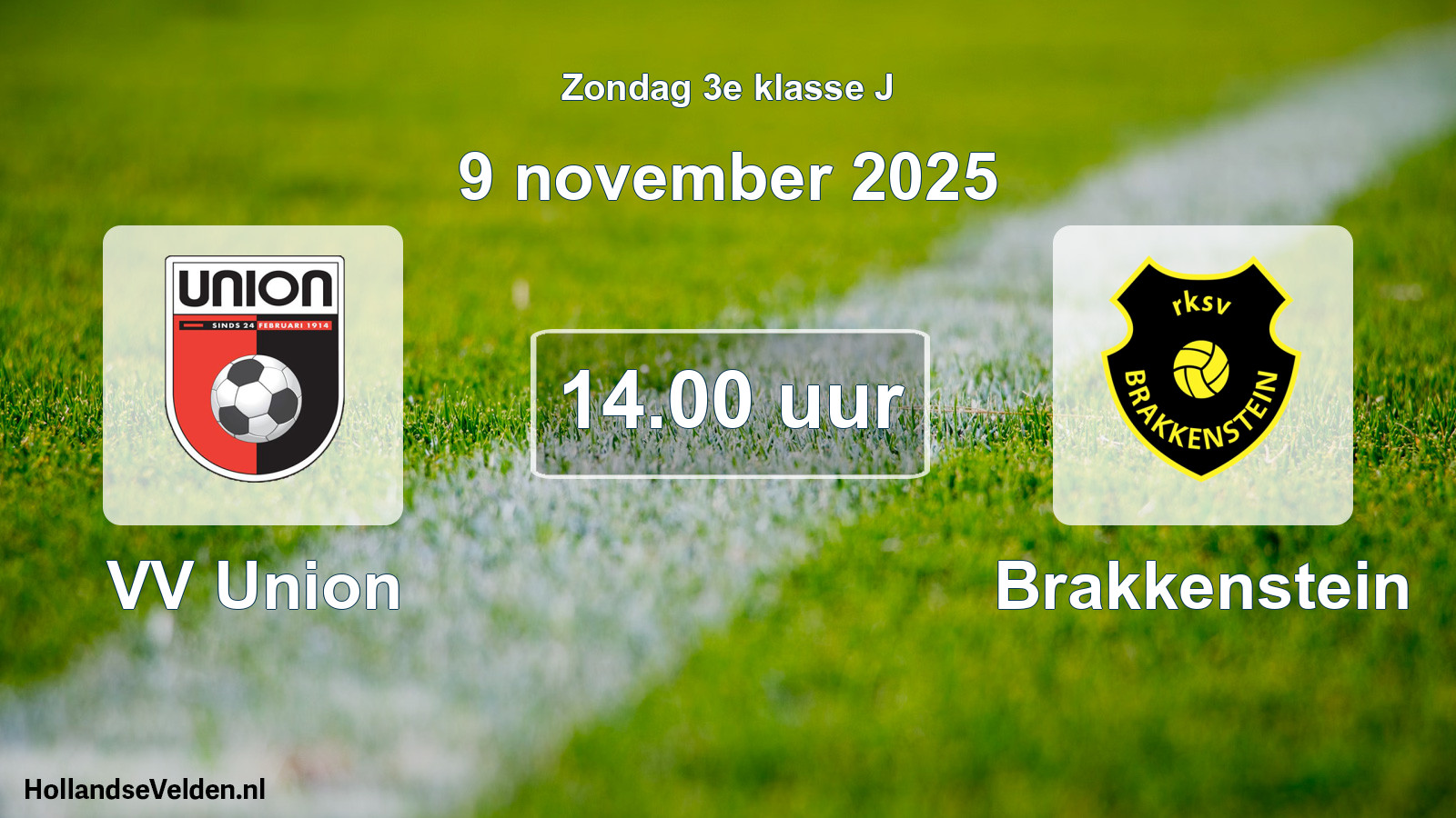 Geplande wedstrijd: VV Union - Brakkenstein (9 november 2025)