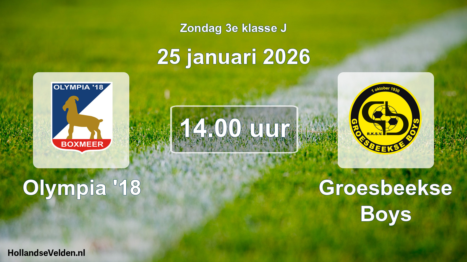 Scheduled Match: Olympia '18 - Groesbeekse Boys (25 January 2026)