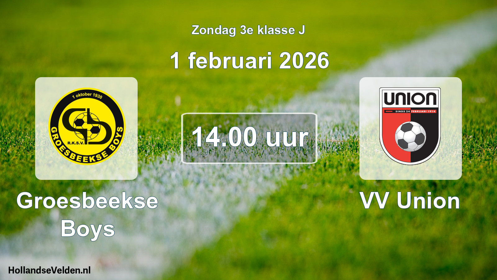 Scheduled Match: Groesbeekse Boys - VV Union (1 February 2026)