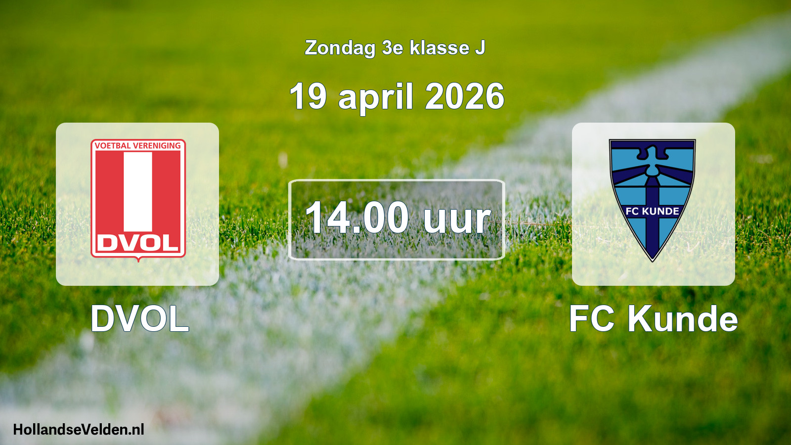 Geplande wedstrijd: DVOL - FC Kunde (19 april 2026)