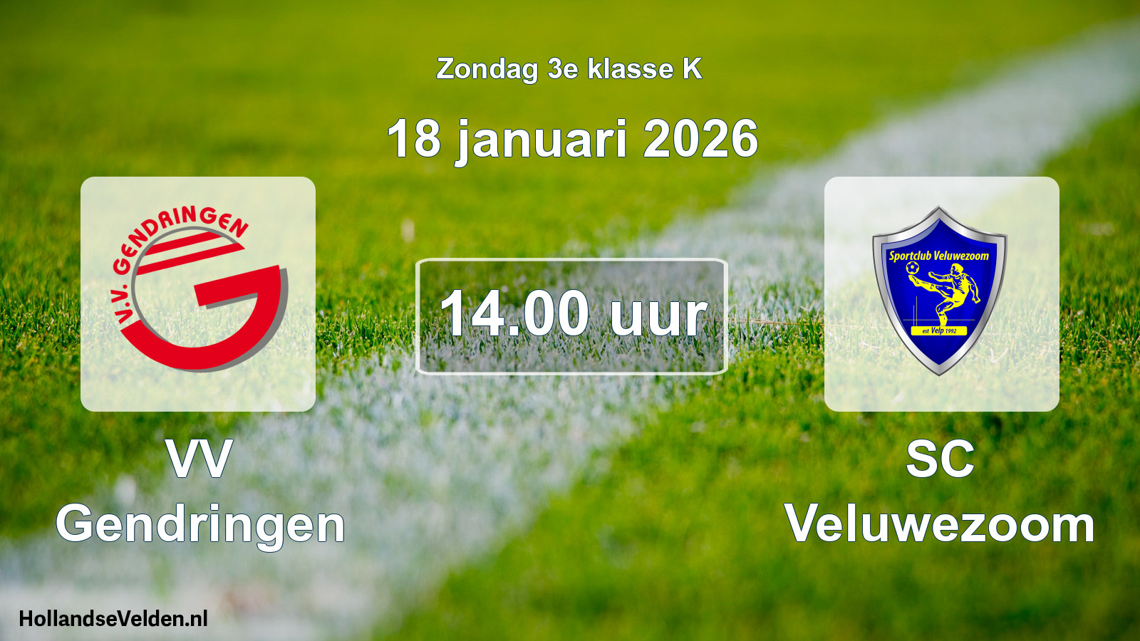 Scheduled Match: VV Gendringen - SC Veluwezoom (18 January 2026)