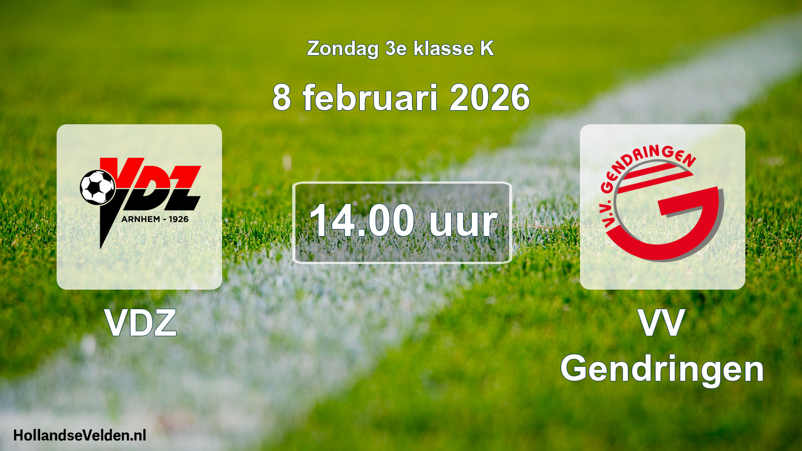 Scheduled Match: VDZ - VV Gendringen (8 February 2026)