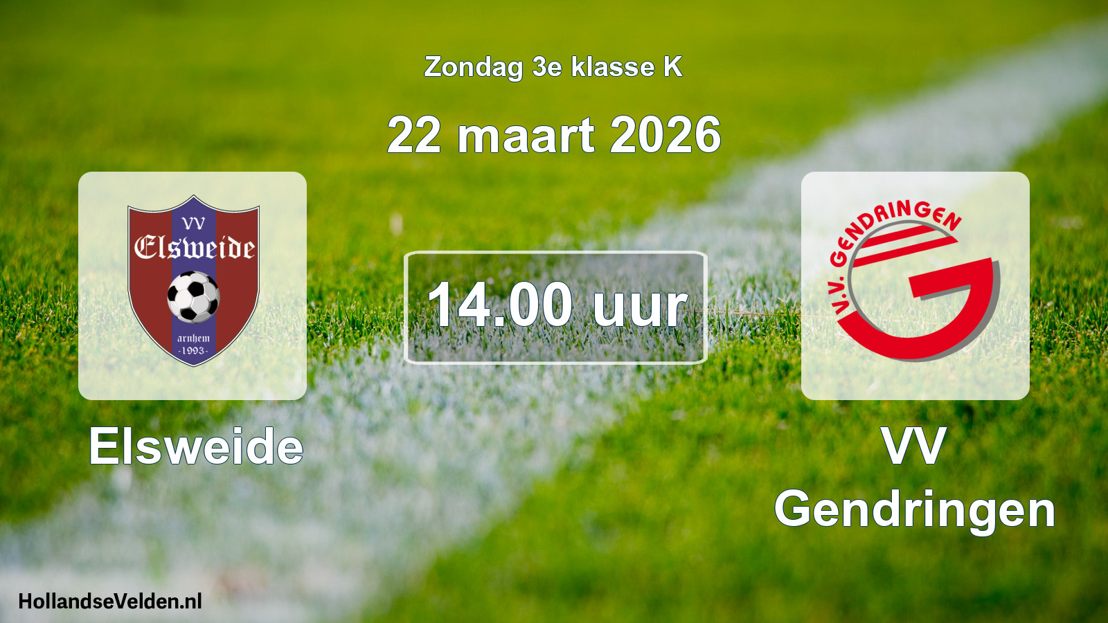 Scheduled Match: Elsweide - VV Gendringen (22 March 2026)