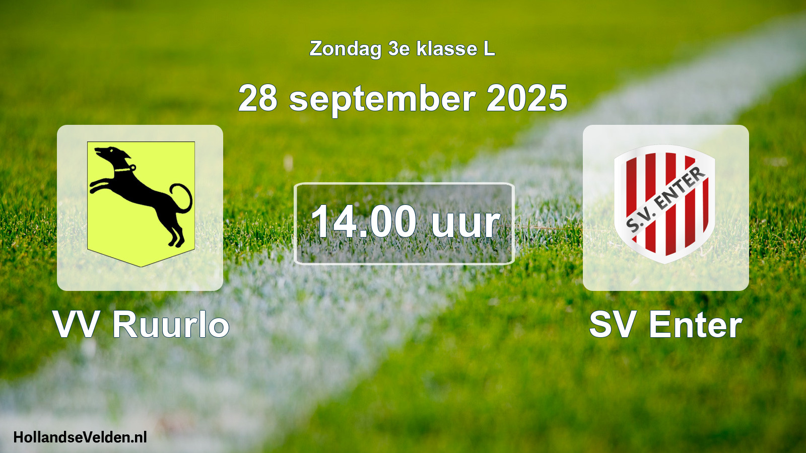 Geplande wedstrijd: VV Ruurlo - SV Enter (28 september 2025)