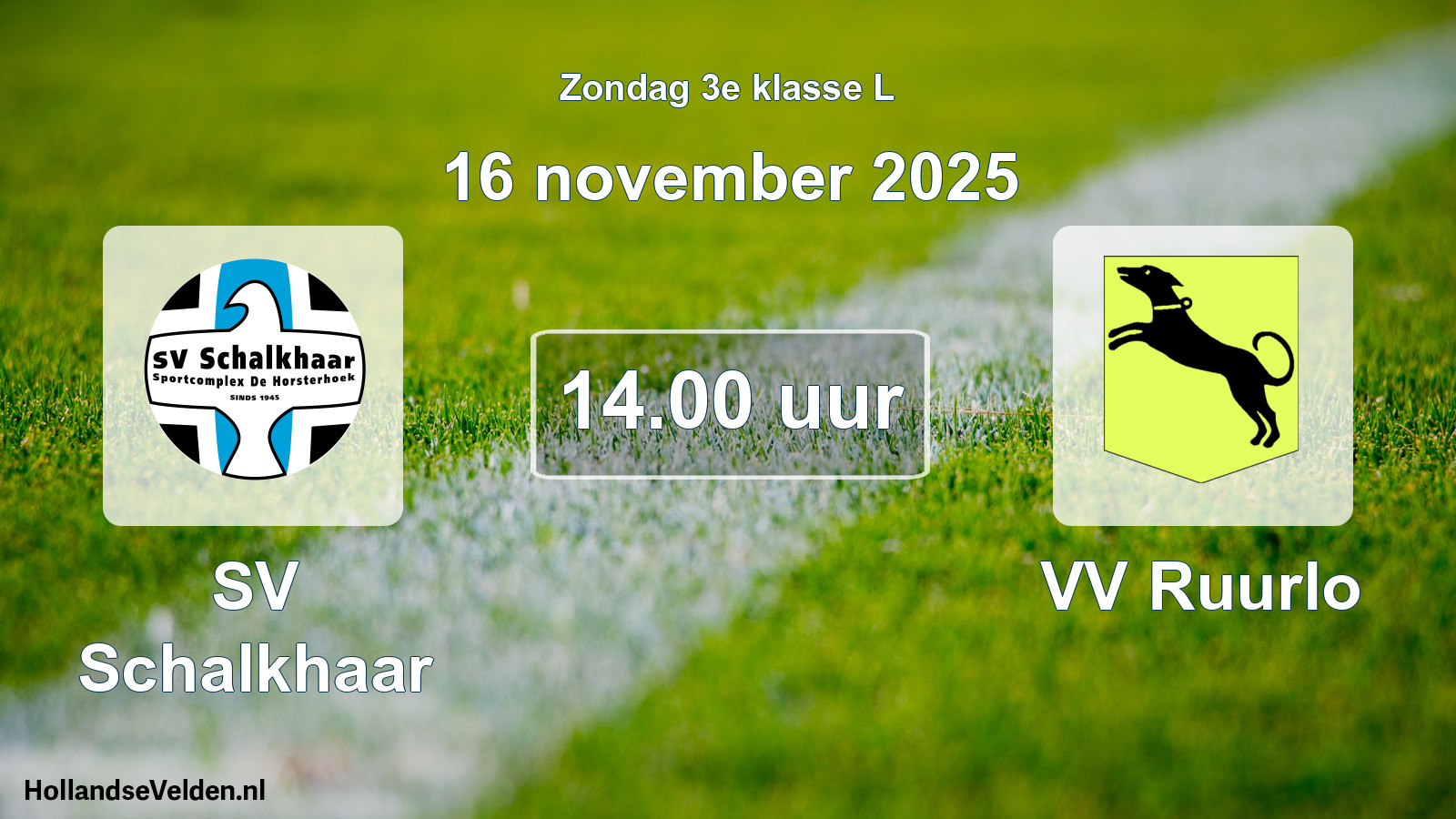 Geplande wedstrijd: SV Schalkhaar - VV Ruurlo (16 november 2025)