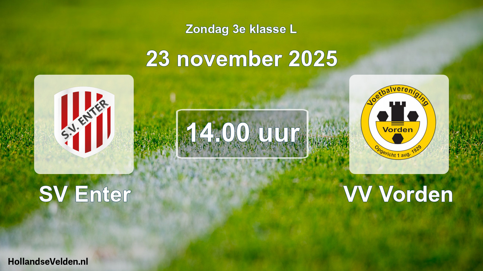 Geplande wedstrijd: SV Enter - VV Vorden (23 november 2025)