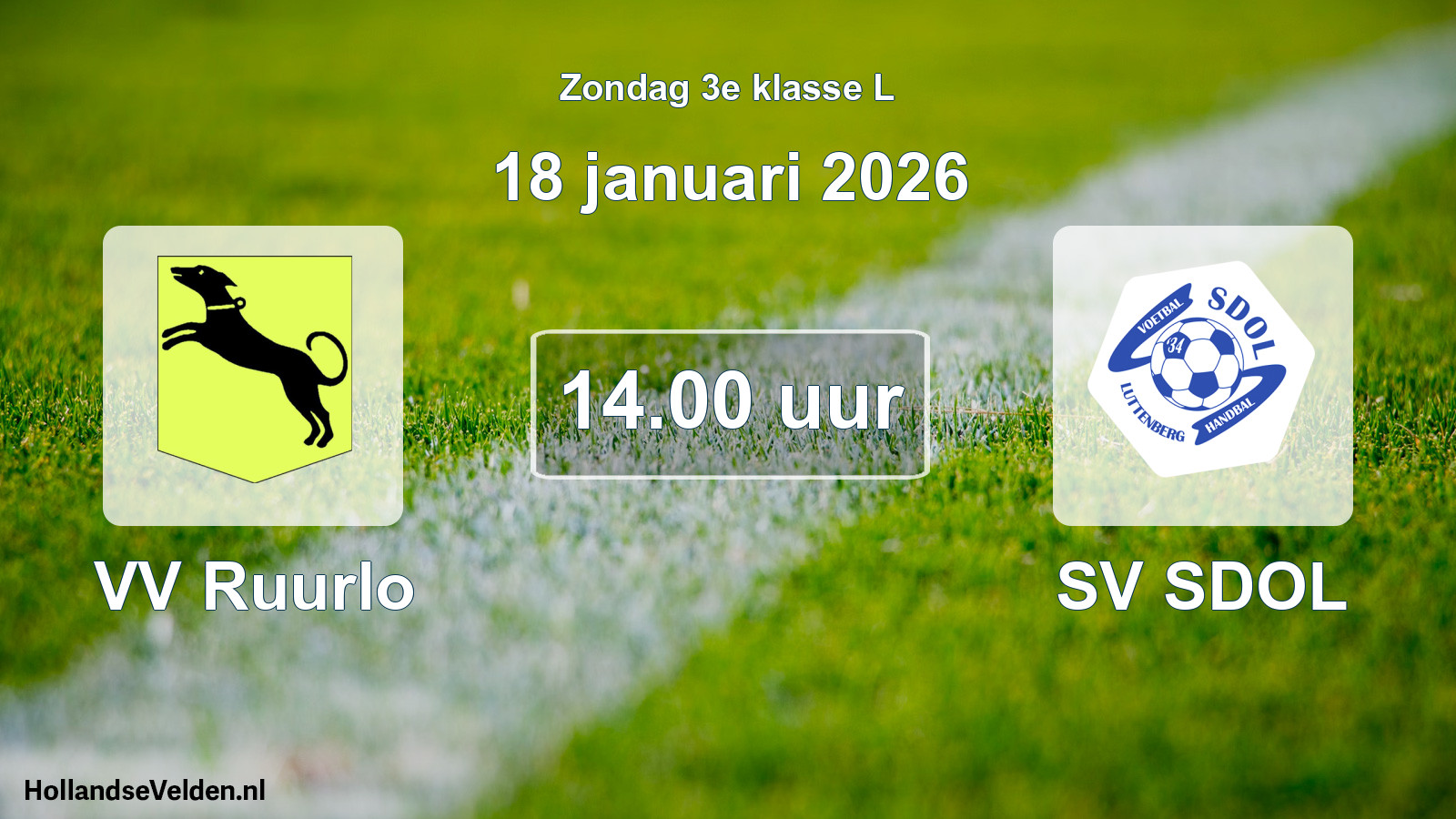Geplande wedstrijd: VV Ruurlo - SV SDOL (18 januari 2026)