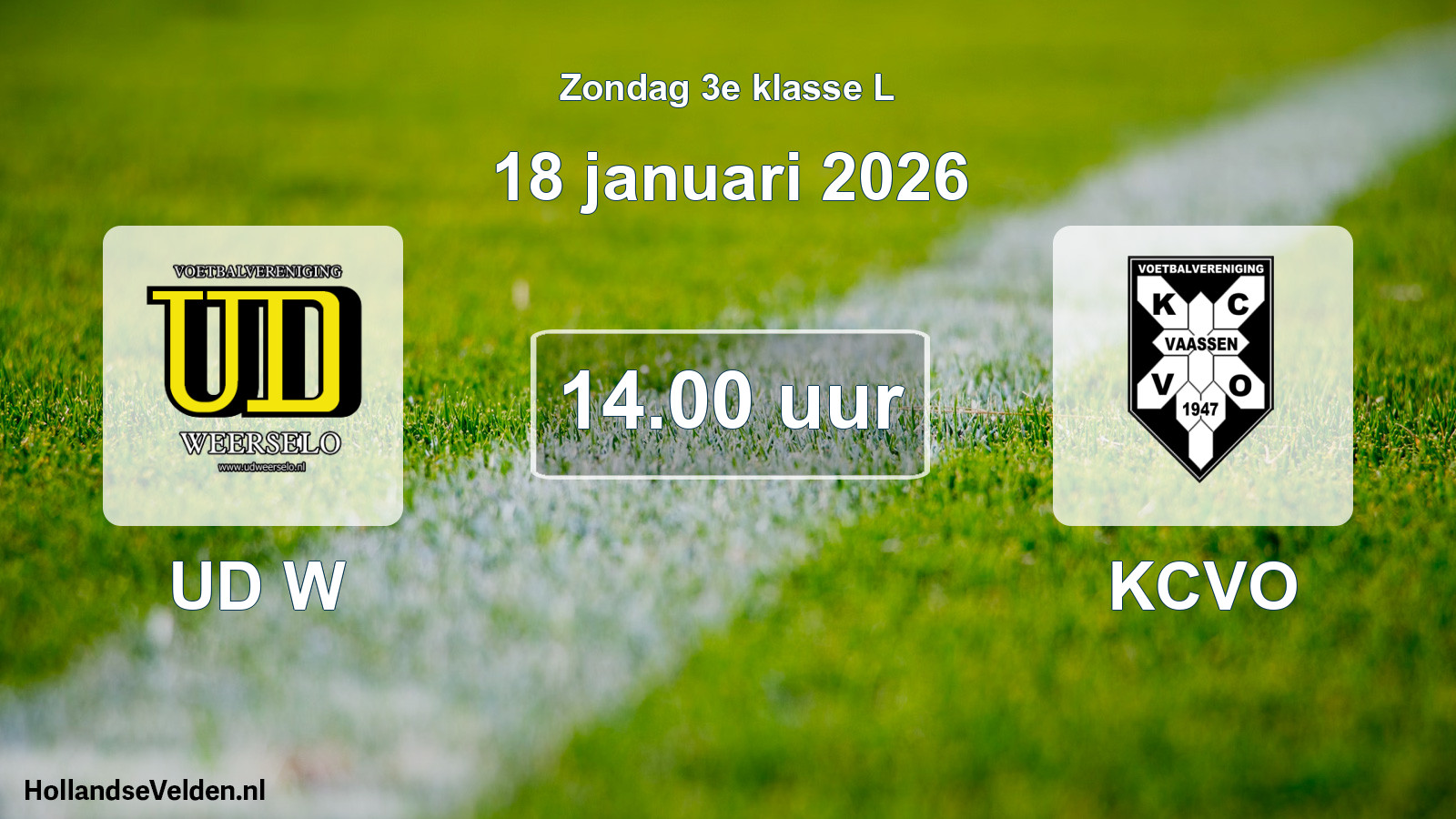 Geplande wedstrijd: UD W - KCVO (18 januari 2026)