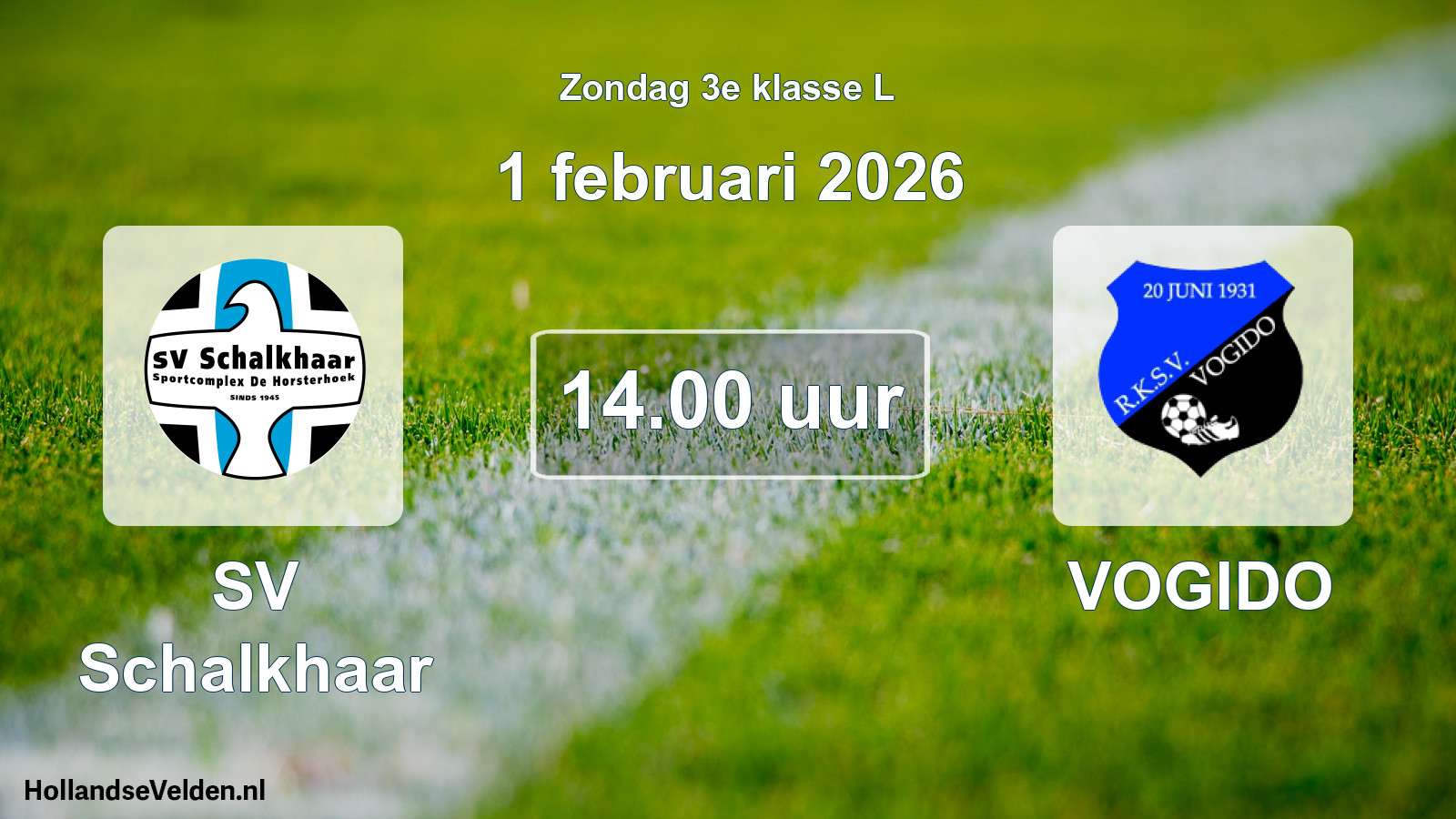 Geplande wedstrijd: SV Schalkhaar - VOGIDO (1 februari 2026)