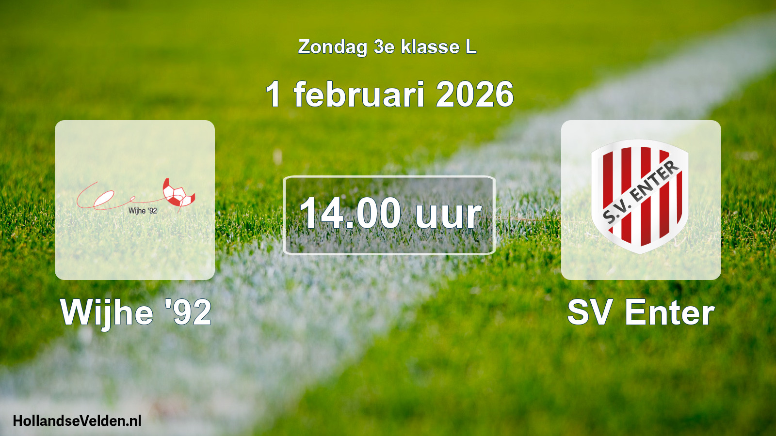 Scheduled Match: Wijhe '92 - SV Enter (1 February 2026)
