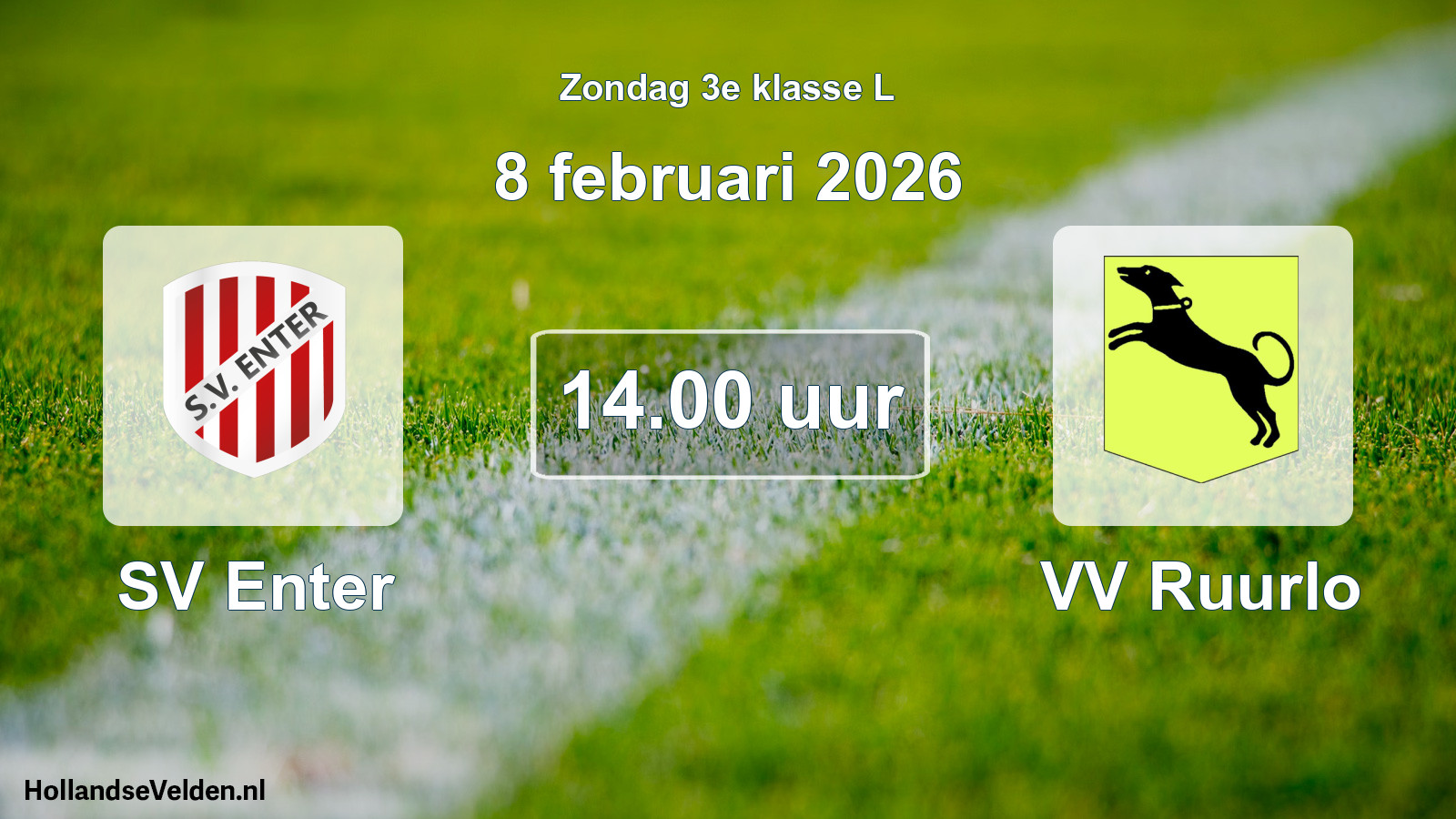 Geplande wedstrijd: SV Enter - VV Ruurlo (8 februari 2026)