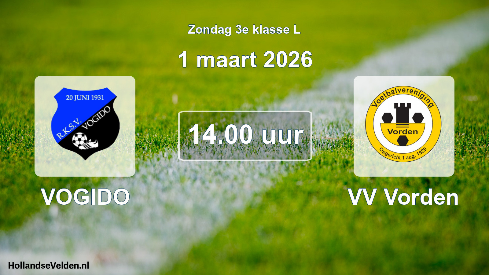 Geplande wedstrijd: VOGIDO - VV Vorden (1 maart 2026)