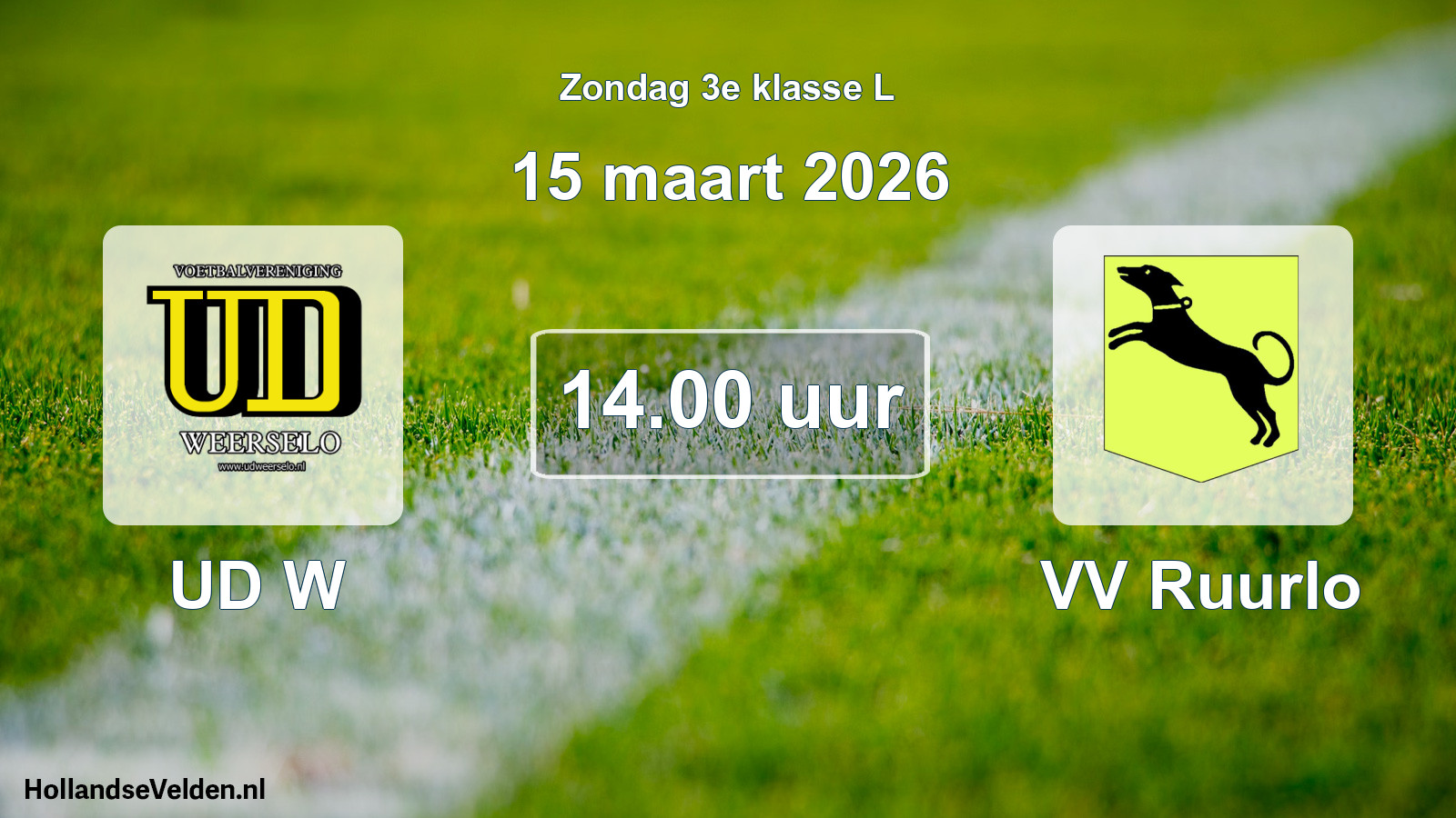 Geplande wedstrijd: UD W - VV Ruurlo (15 maart 2026)