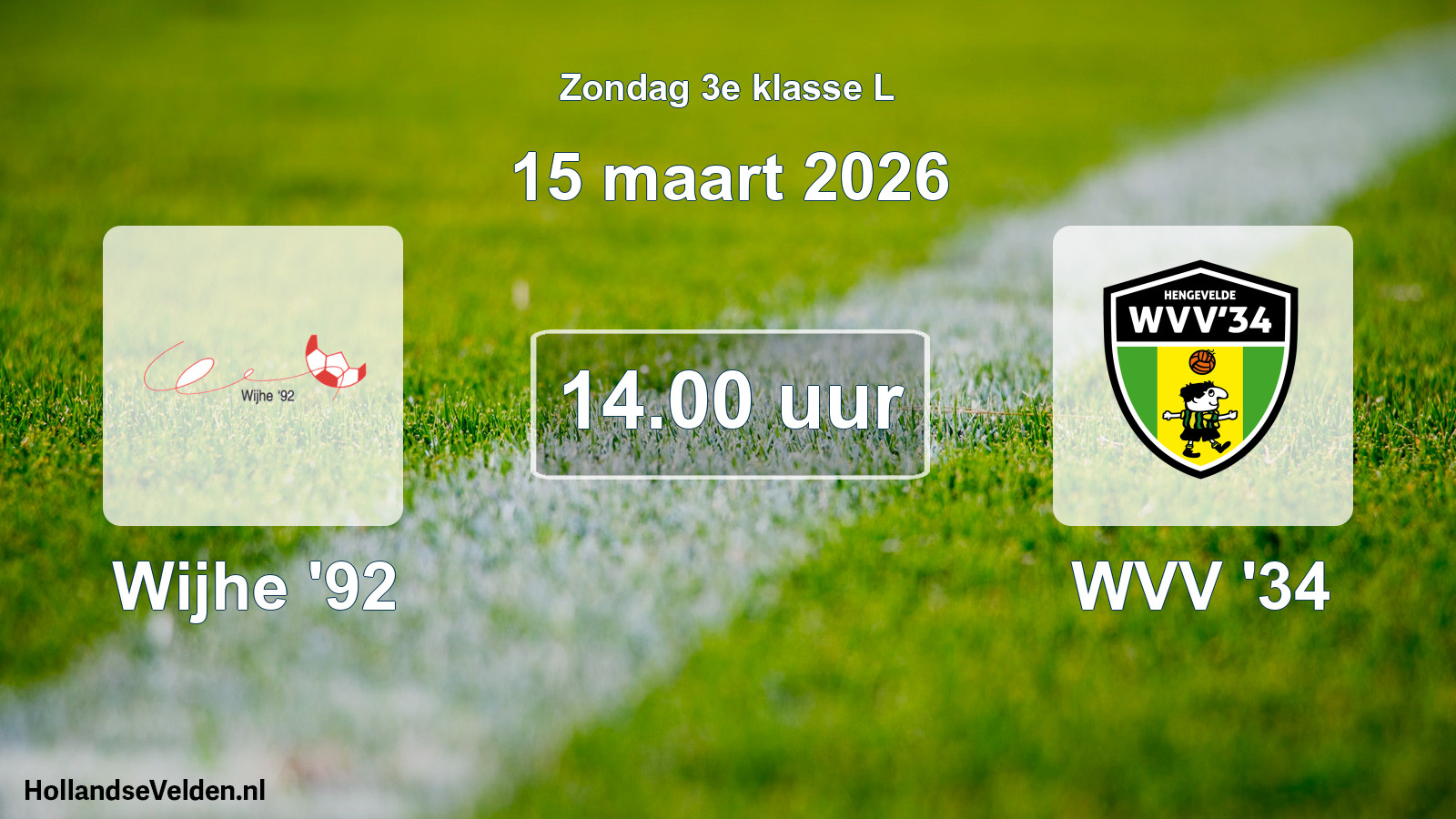 Geplande wedstrijd: Wijhe '92 - WVV '34 (15 maart 2026)