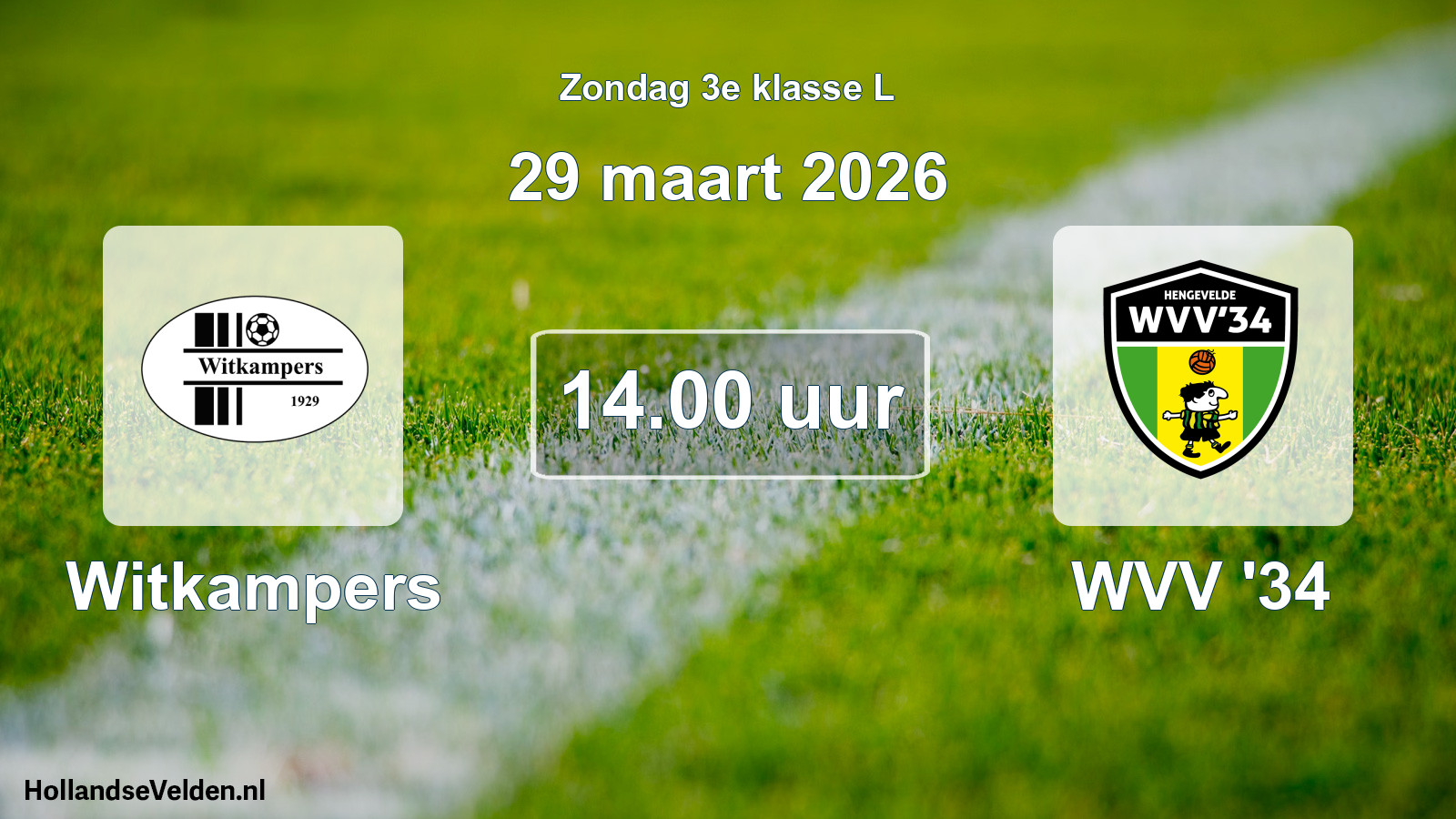 Geplande wedstrijd: Witkampers - WVV '34 (29 maart 2026)