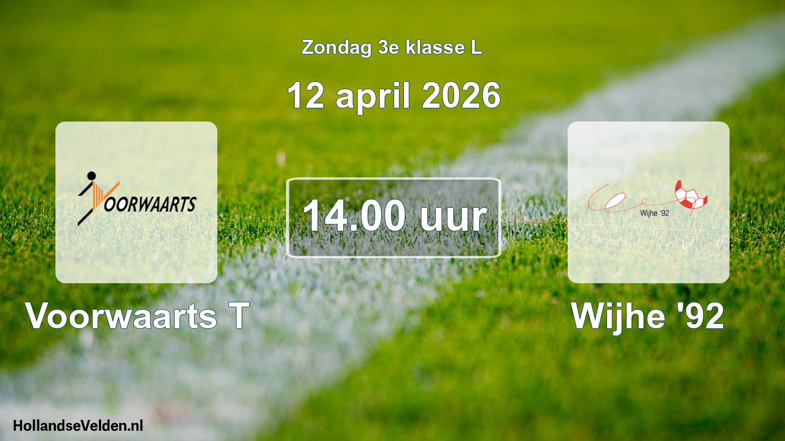 Geplande wedstrijd: Voorwaarts T - Wijhe '92 (12 april 2026)