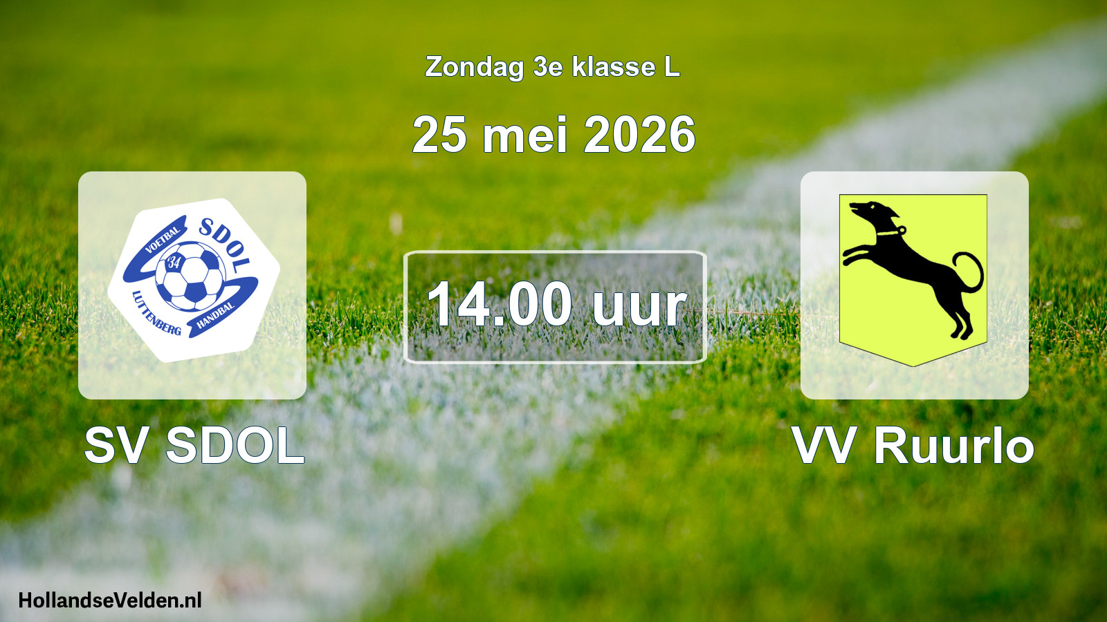 Geplande wedstrijd: SV SDOL - VV Ruurlo (25 mei 2026)