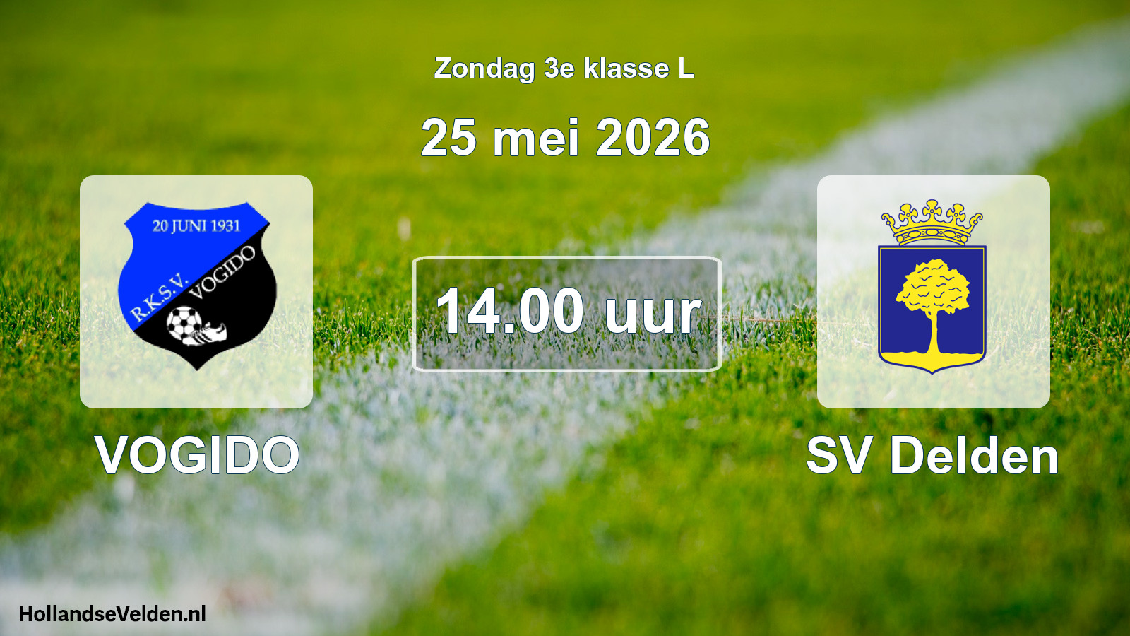 Geplande wedstrijd: VOGIDO - SV Delden (25 mei 2026)