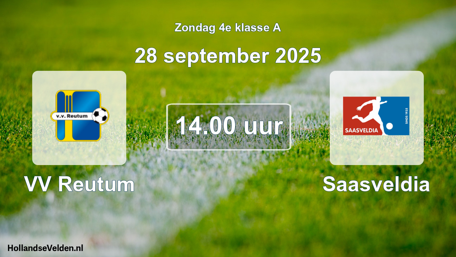Geplande wedstrijd: VV Reutum - Saasveldia (28 september 2025)