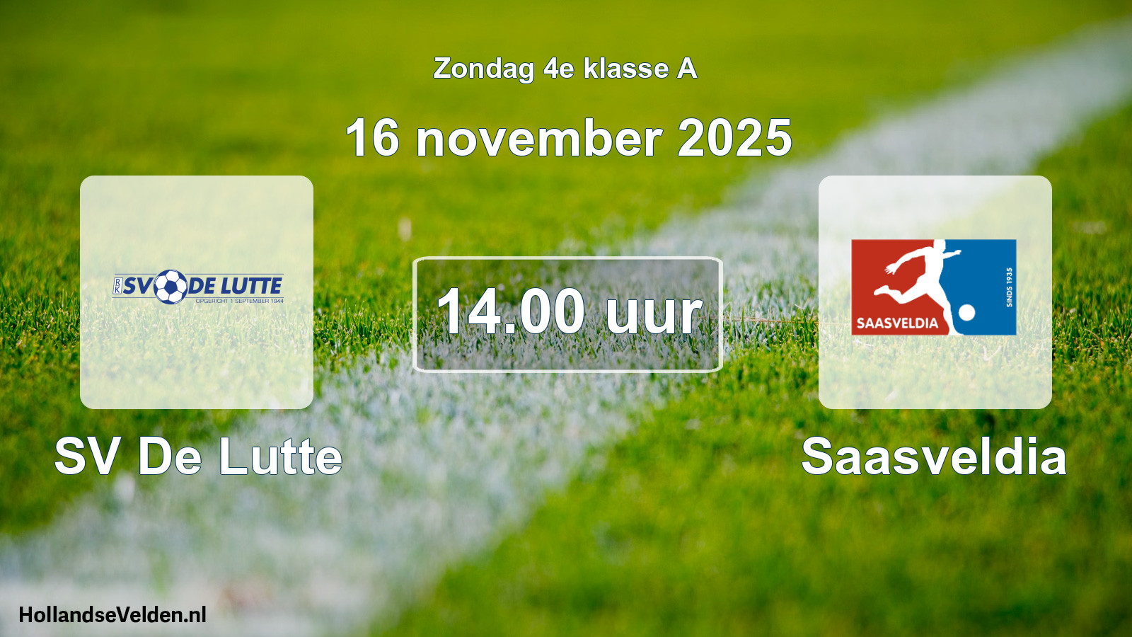 Geplande wedstrijd: SV De Lutte - Saasveldia (16 november 2025)