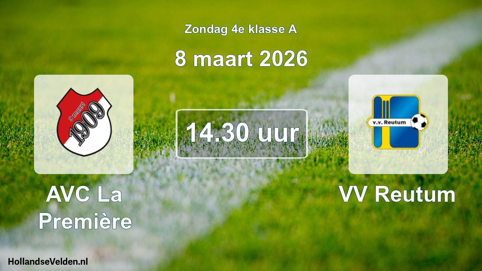 Scheduled Match: AVC La Première - VV Reutum (8 March 2026)