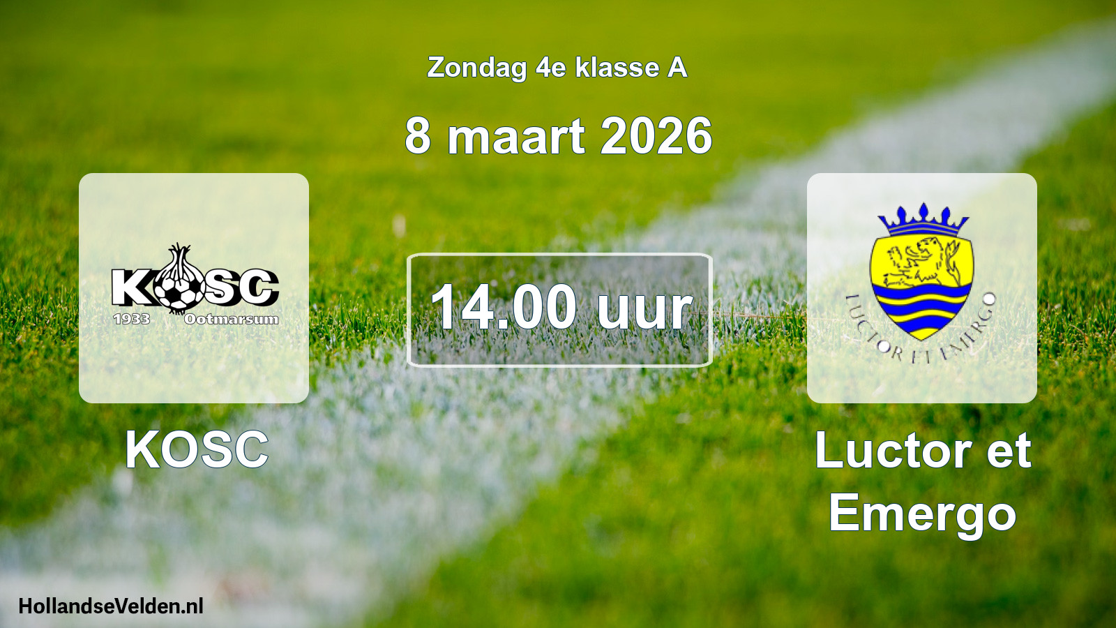 Geplande wedstrijd: KOSC - Luctor et Emergo (8 maart 2026)