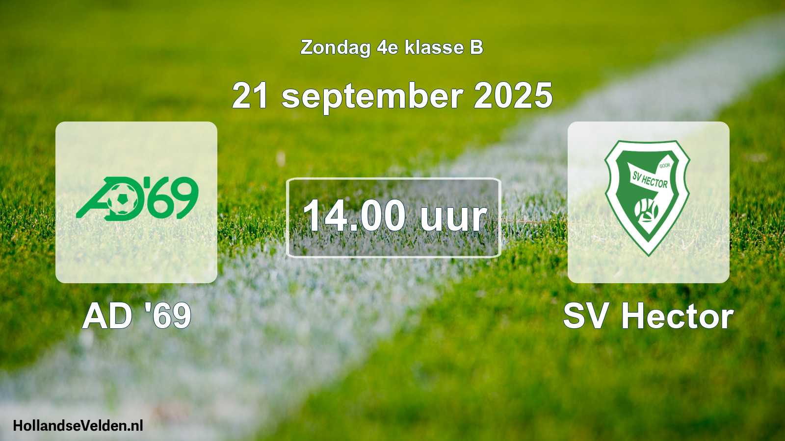Geplande wedstrijd: AD '69 - SV Hector (21 september 2025)