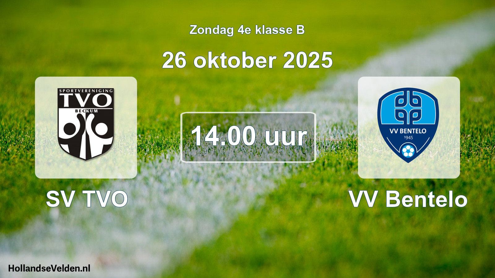 Geplande wedstrijd: SV TVO - VV Bentelo (26 oktober 2025)