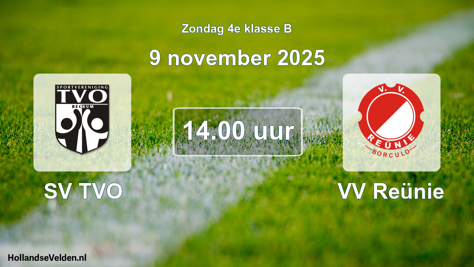 Scheduled Match: SV TVO - VV Reünie (9 November 2025)
