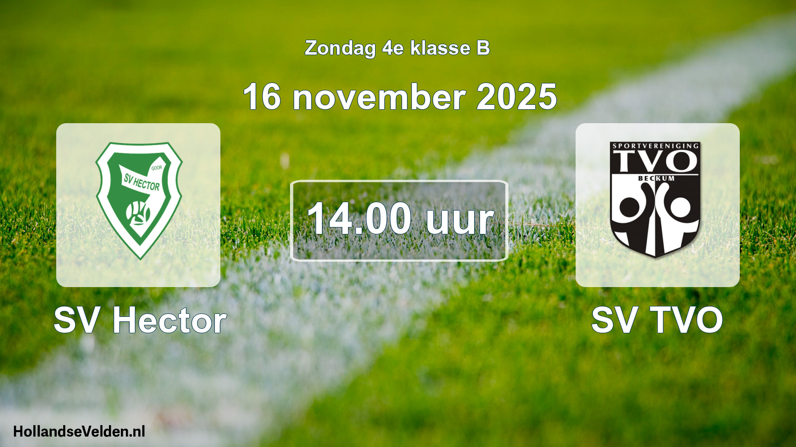 Geplande wedstrijd: SV Hector - SV TVO (16 november 2025)