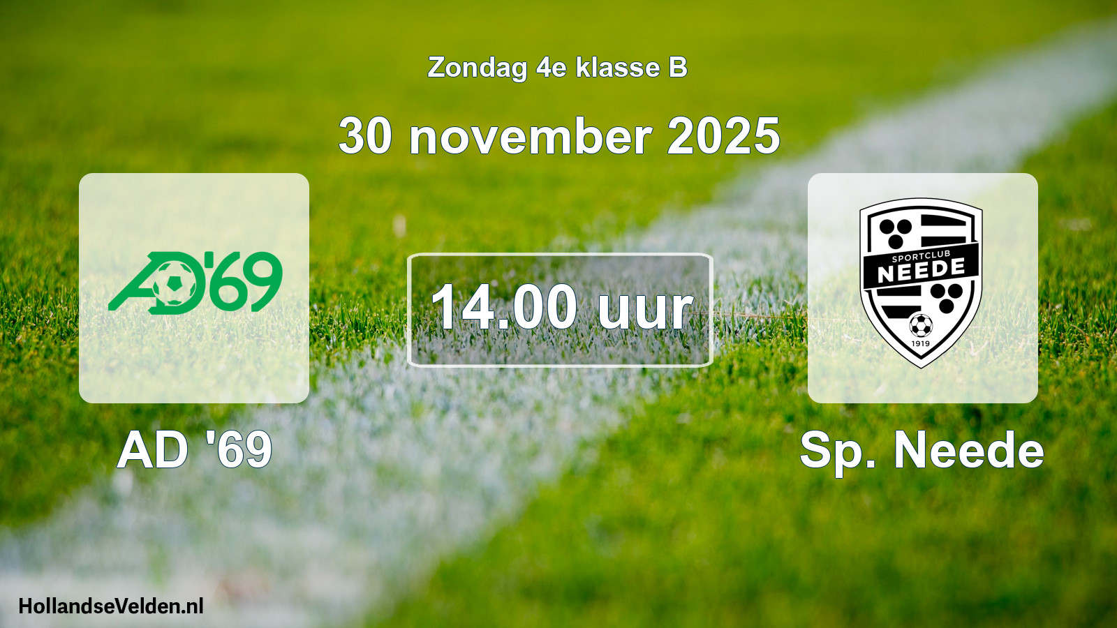 Geplande wedstrijd: AD '69 - Sp. Neede (30 november 2025)