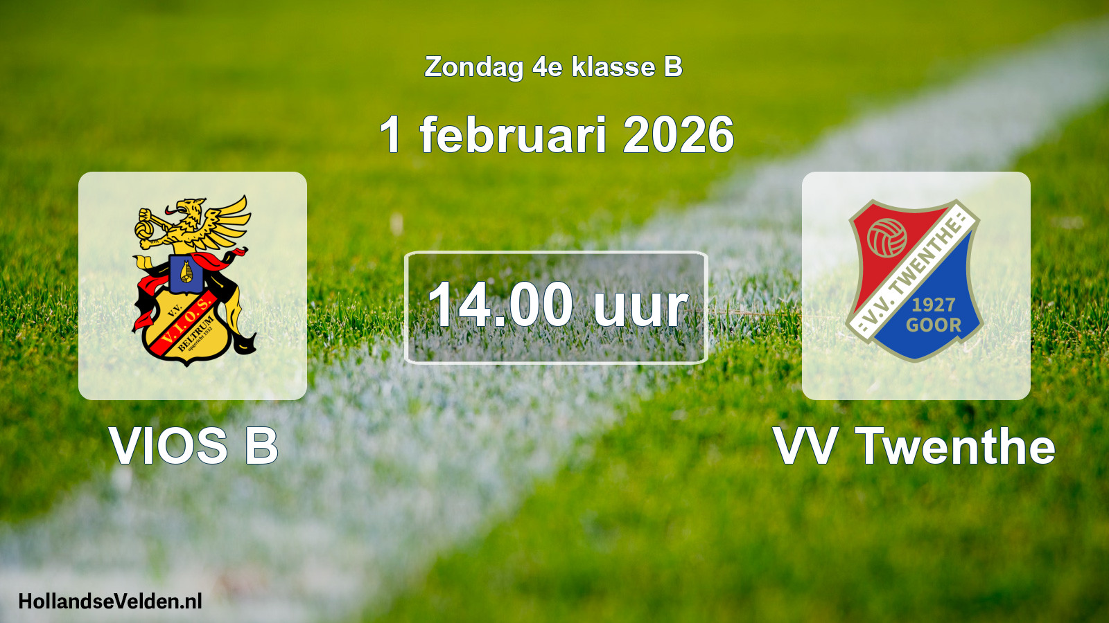 Geplande wedstrijd: VIOS B - VV Twenthe (1 februari 2026)