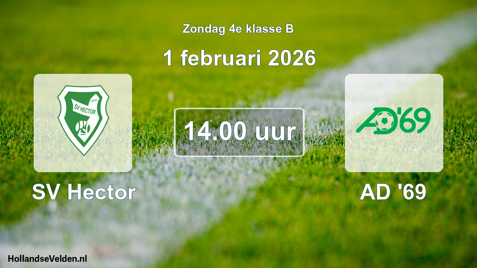 Geplande wedstrijd: SV Hector - AD '69 (1 februari 2026)