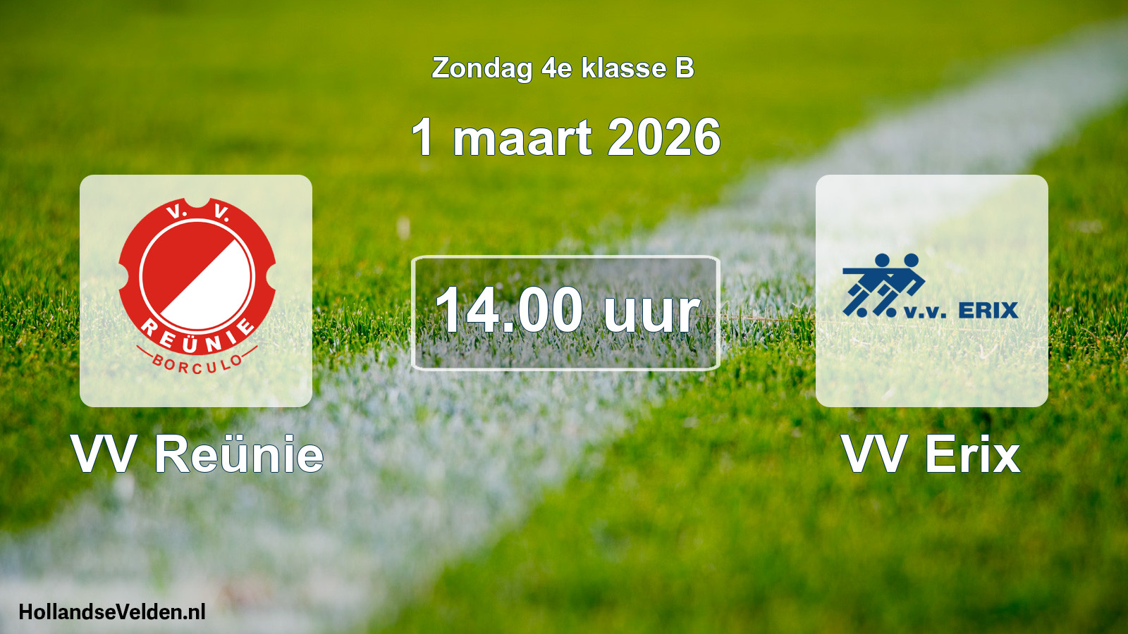 Geplande wedstrijd: VV Reünie - VV Erix (1 maart 2026)