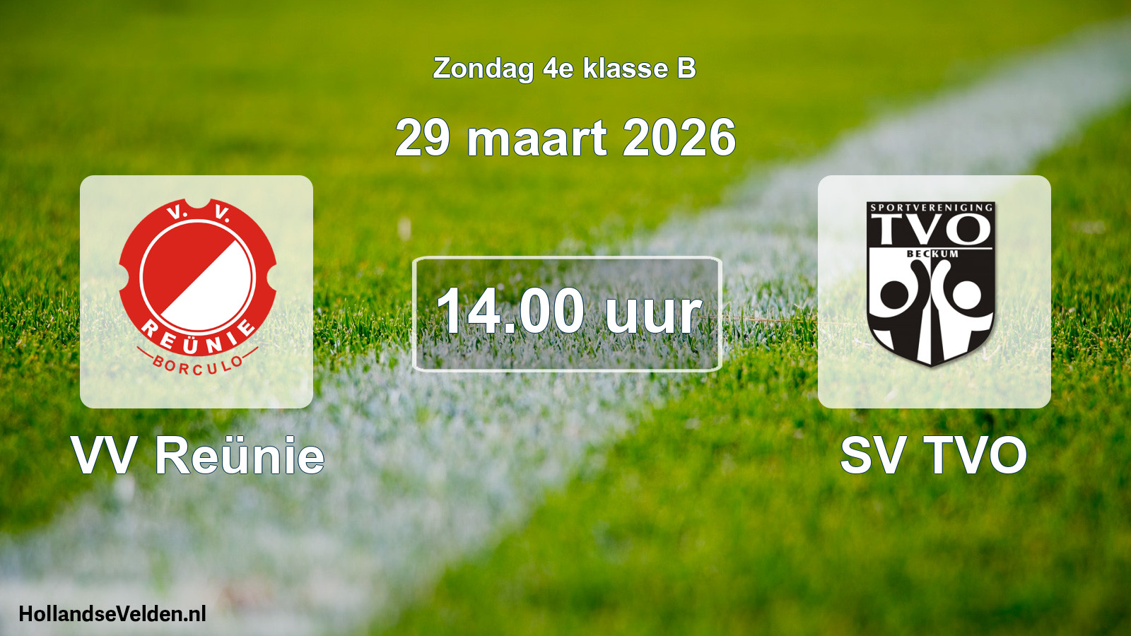 Scheduled Match: VV Reünie - SV TVO (29 March 2026)