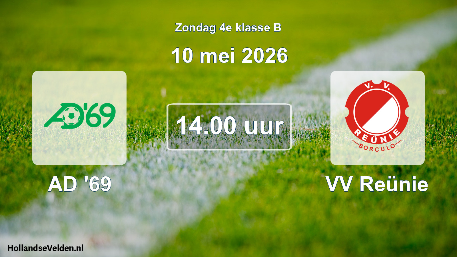 Geplande wedstrijd: AD '69 - VV Reünie (10 mei 2026)