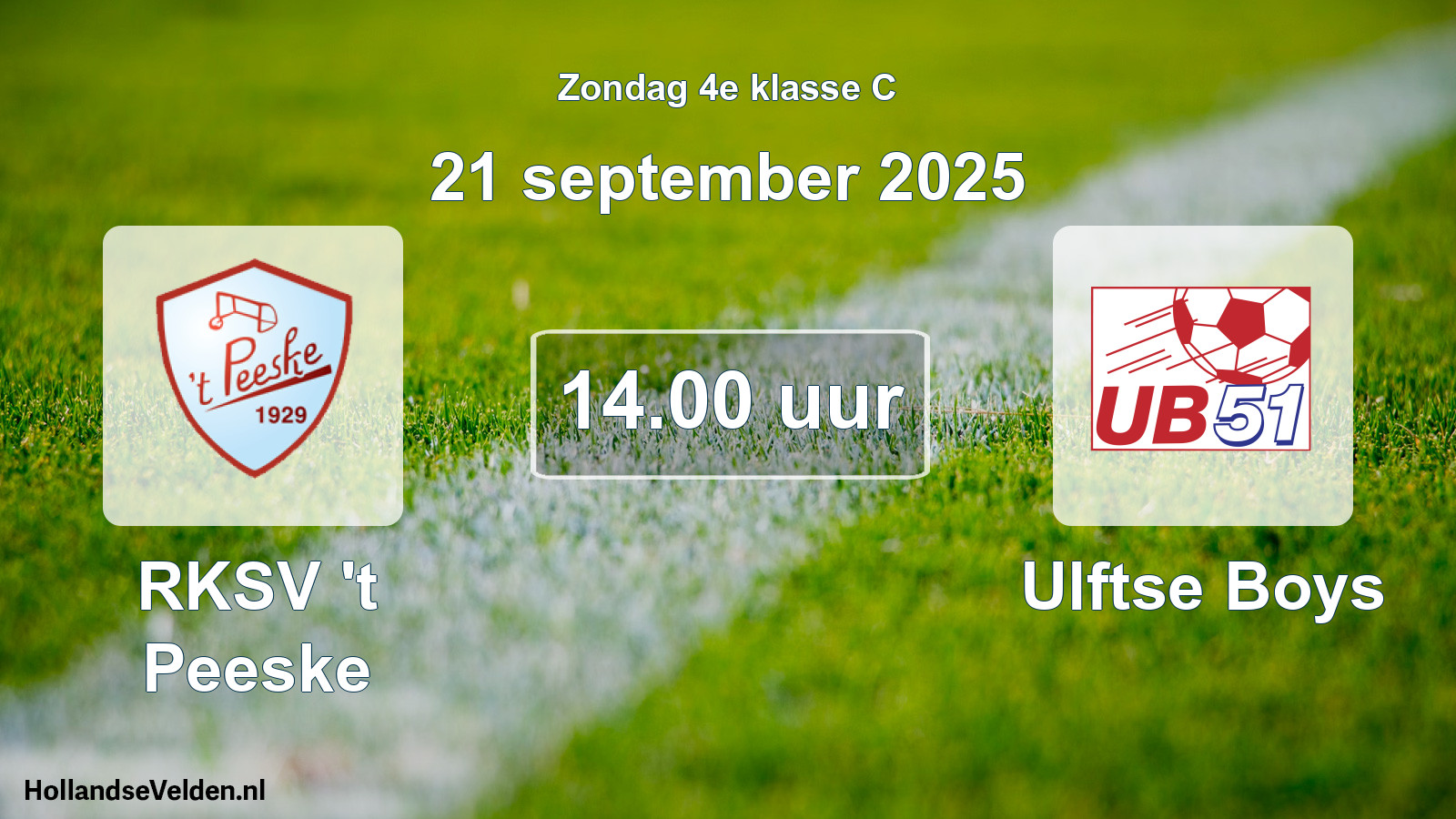 Geplande wedstrijd: RKSV 't Peeske - Ulftse Boys (21 september 2025)
