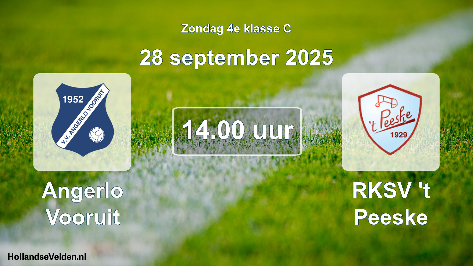 Geplande wedstrijd: Angerlo Vooruit - RKSV 't Peeske (28 september 2025)