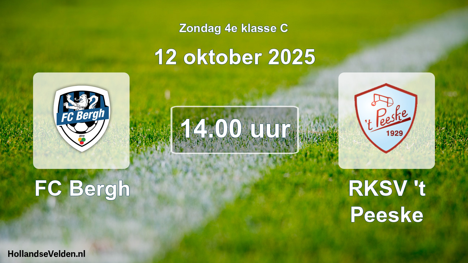 Scheduled Match: FC Bergh - RKSV 't Peeske (12 October 2025)
