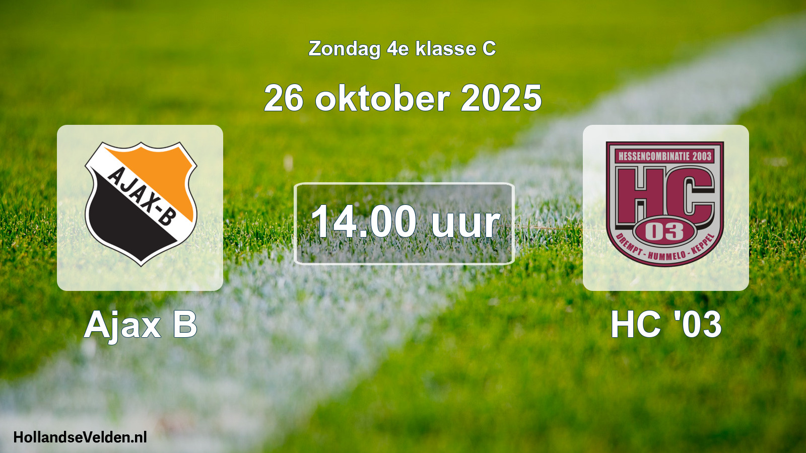 Scheduled Match: Ajax B - HC '03 (26 October 2025)
