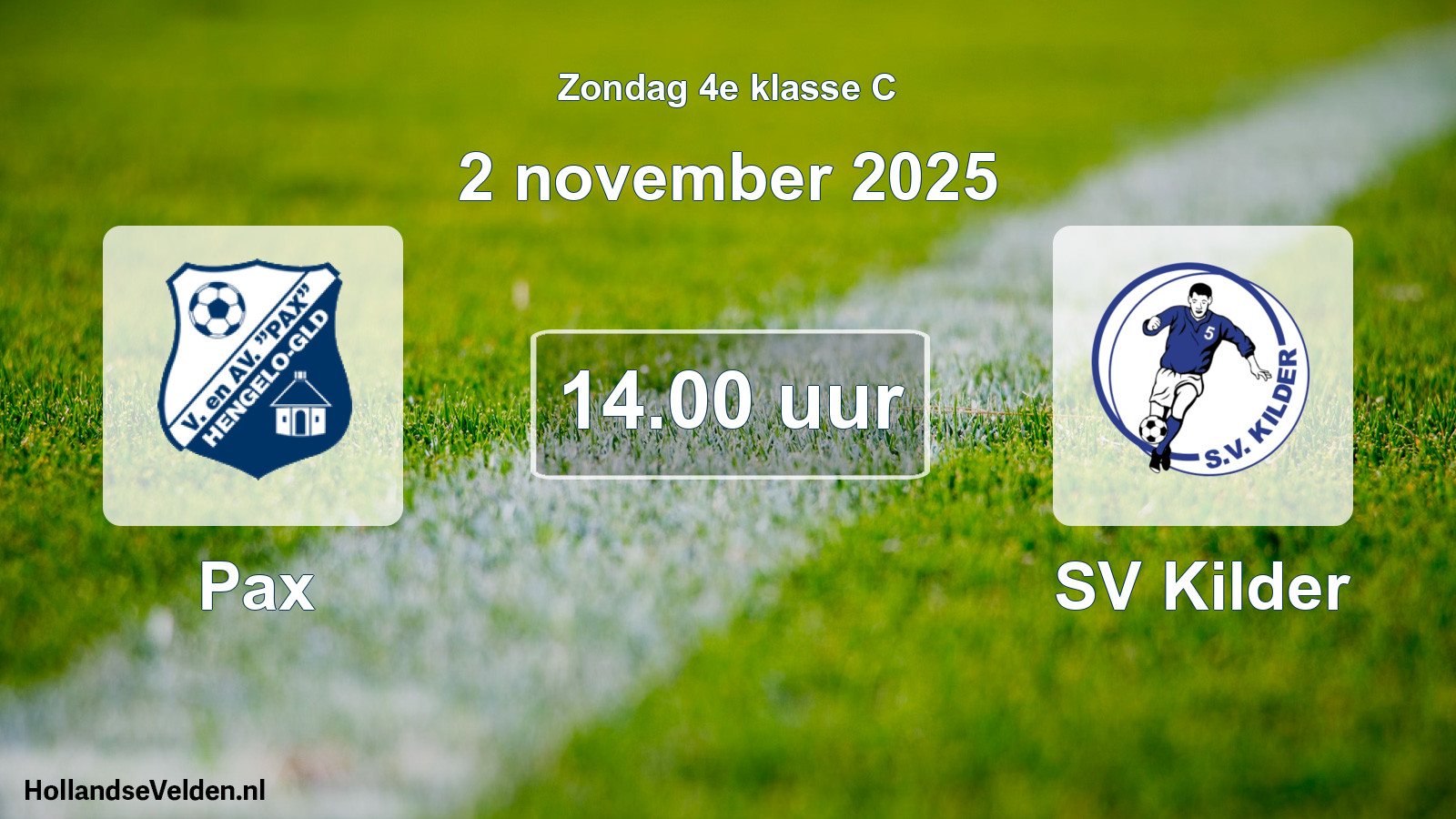 Geplande wedstrijd: Pax - SV Kilder (2 november 2025)