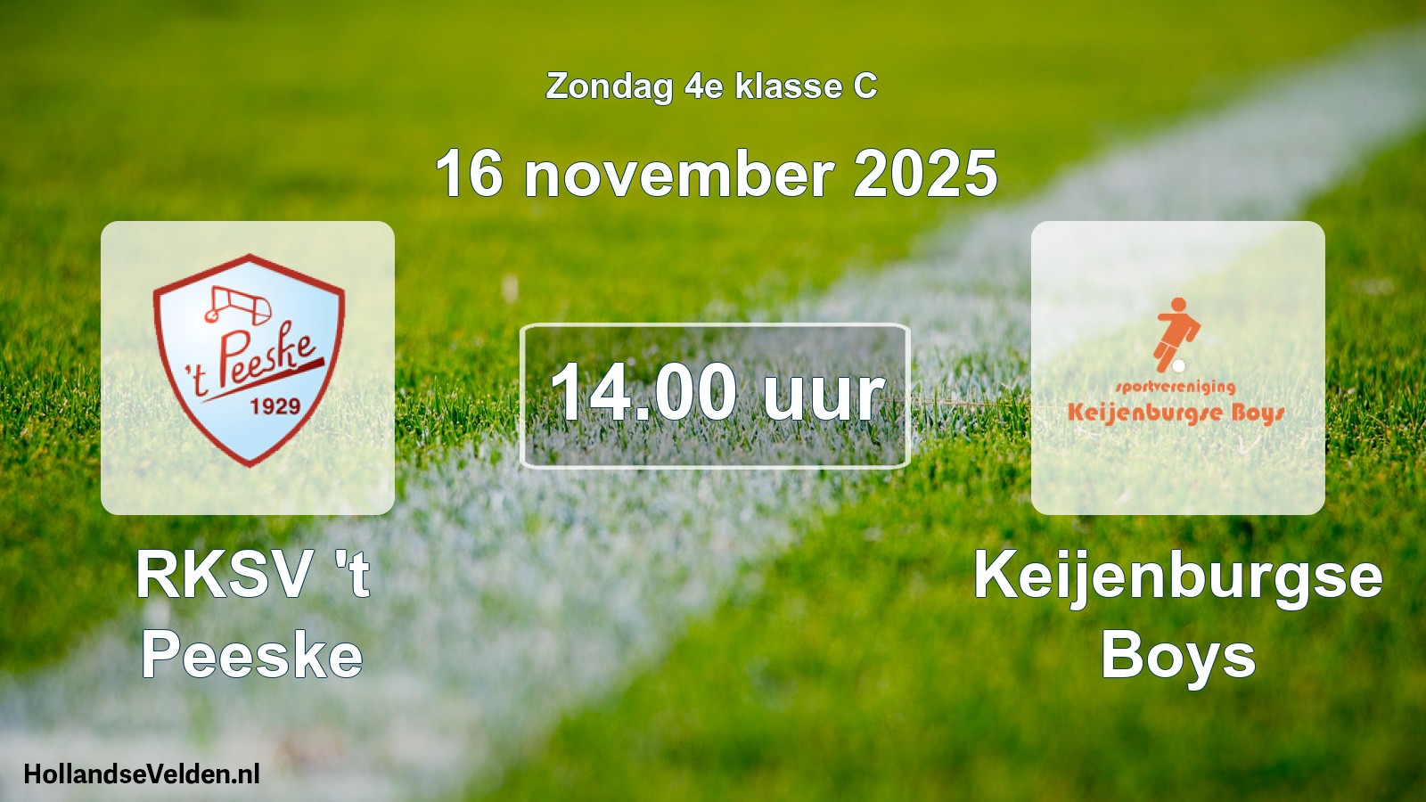 Geplande wedstrijd: RKSV 't Peeske - Keijenburgse Boys (16 november 2025)