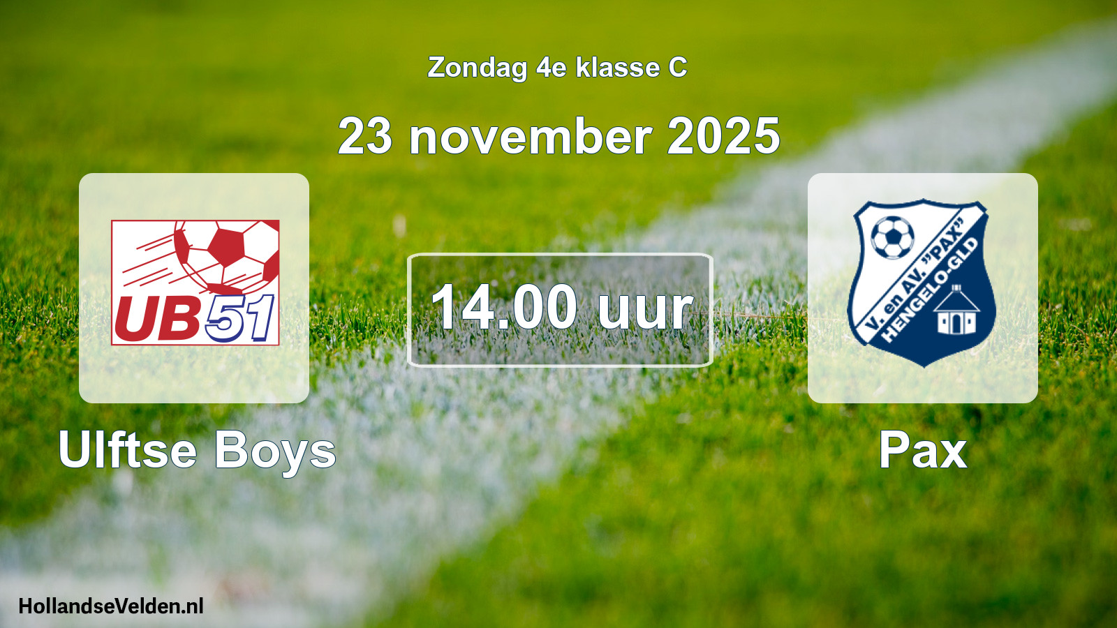 Scheduled Match: Ulftse Boys - Pax (23 November 2025)