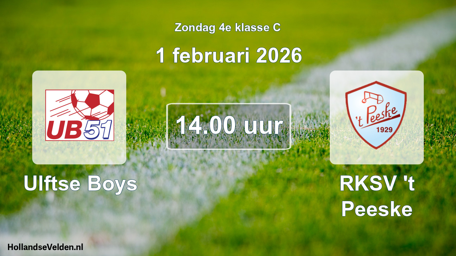 Scheduled Match: Ulftse Boys - RKSV 't Peeske (1 February 2026)
