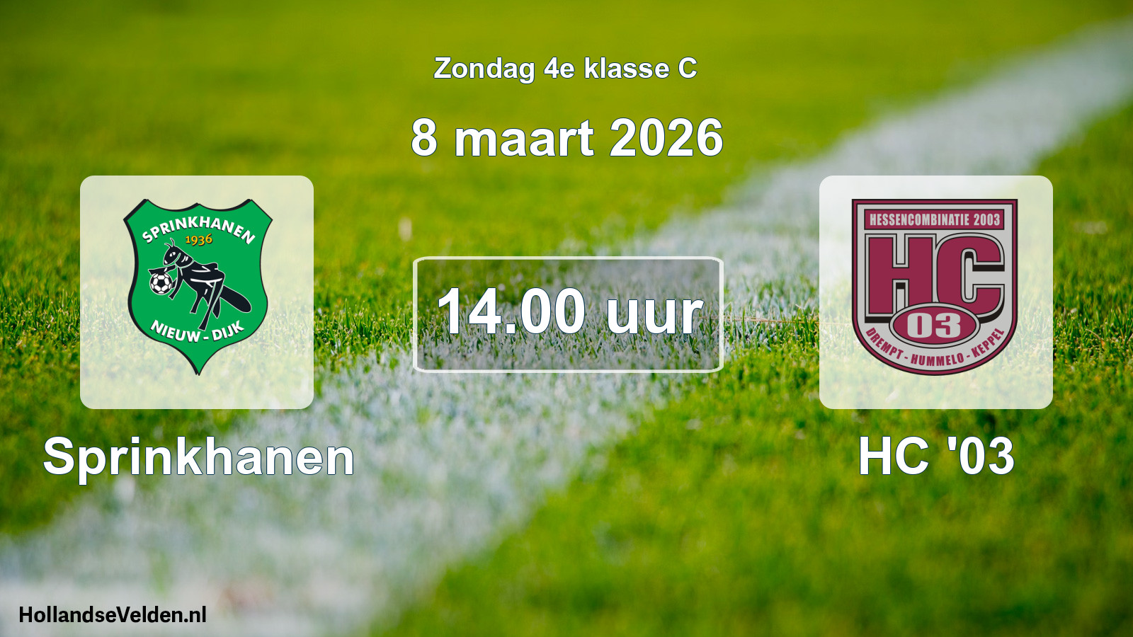 Geplande wedstrijd: Sprinkhanen - HC '03 (8 maart 2026)
