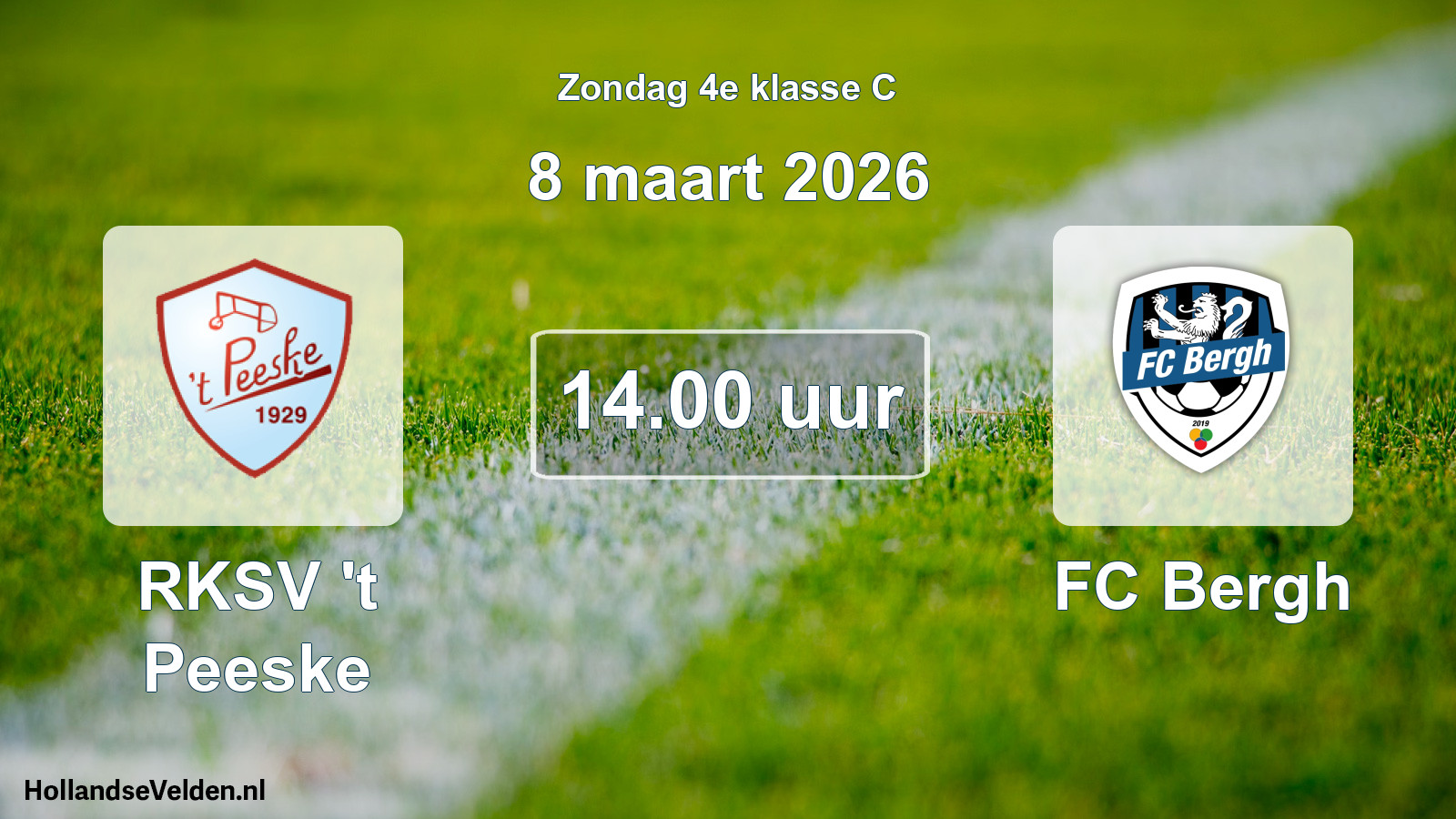 Geplande wedstrijd: RKSV 't Peeske - FC Bergh (8 maart 2026)