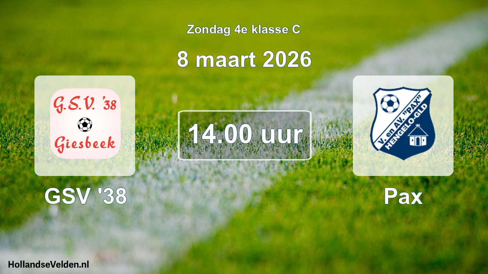 Geplande wedstrijd: GSV '38 - Pax (8 maart 2026)