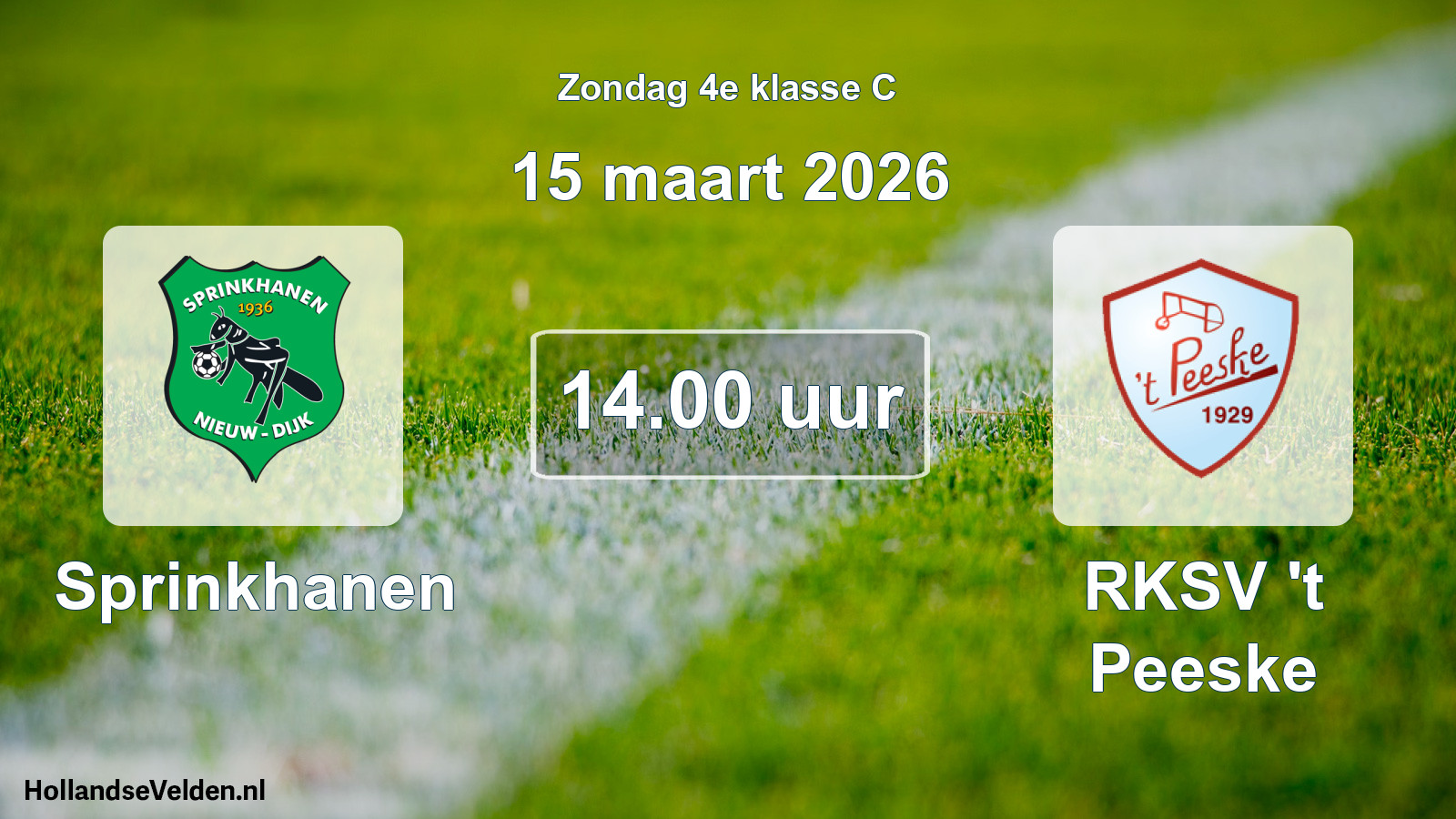 Geplande wedstrijd: Sprinkhanen - RKSV 't Peeske (15 maart 2026)