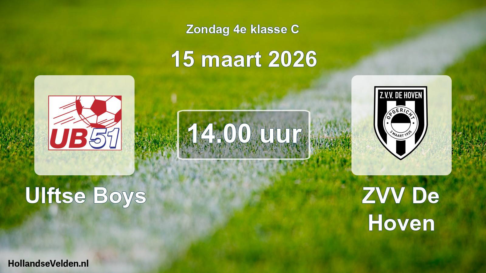 Geplande wedstrijd: Ulftse Boys - ZVV De Hoven (15 maart 2026)